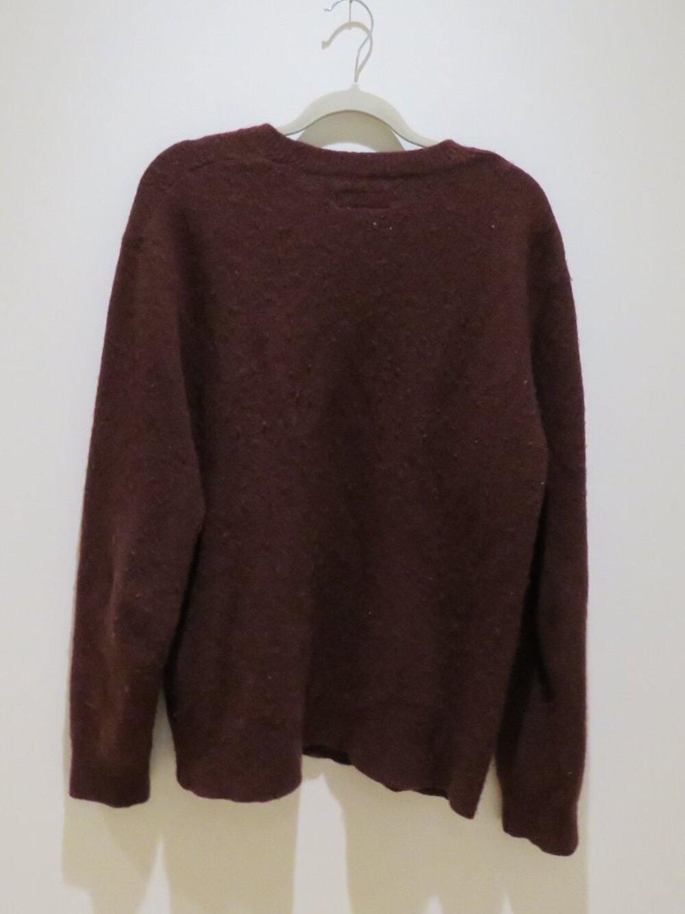 ALL SAINTS Hawk Crew Sweater Wool Yak Blend Burgundy Men's Medium Minimalist - Picture 8 of 12